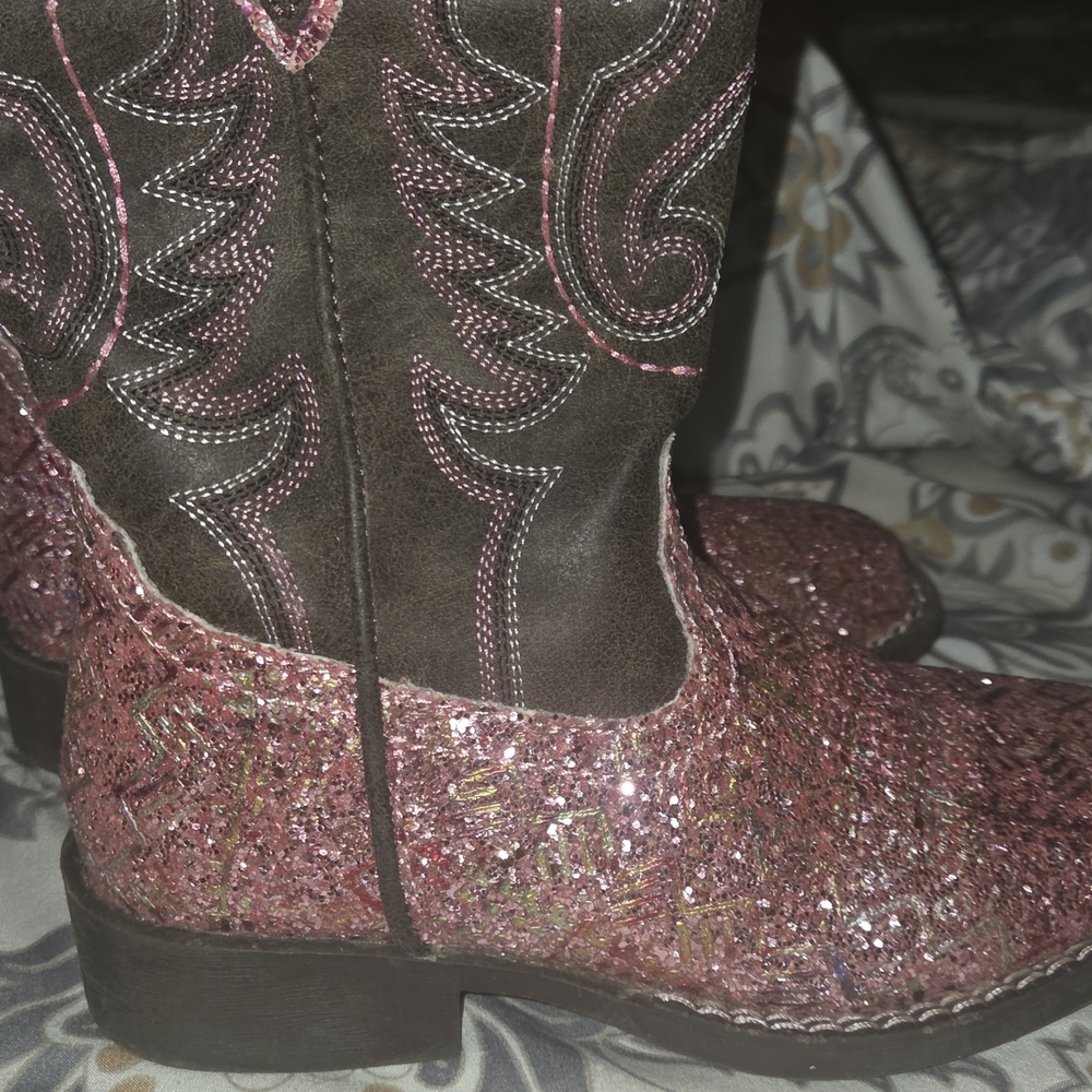 Roper Brown and Pink Glitter Cowboy Boots